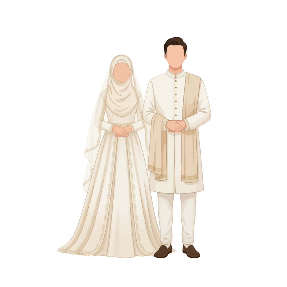 Bride and groom illustration